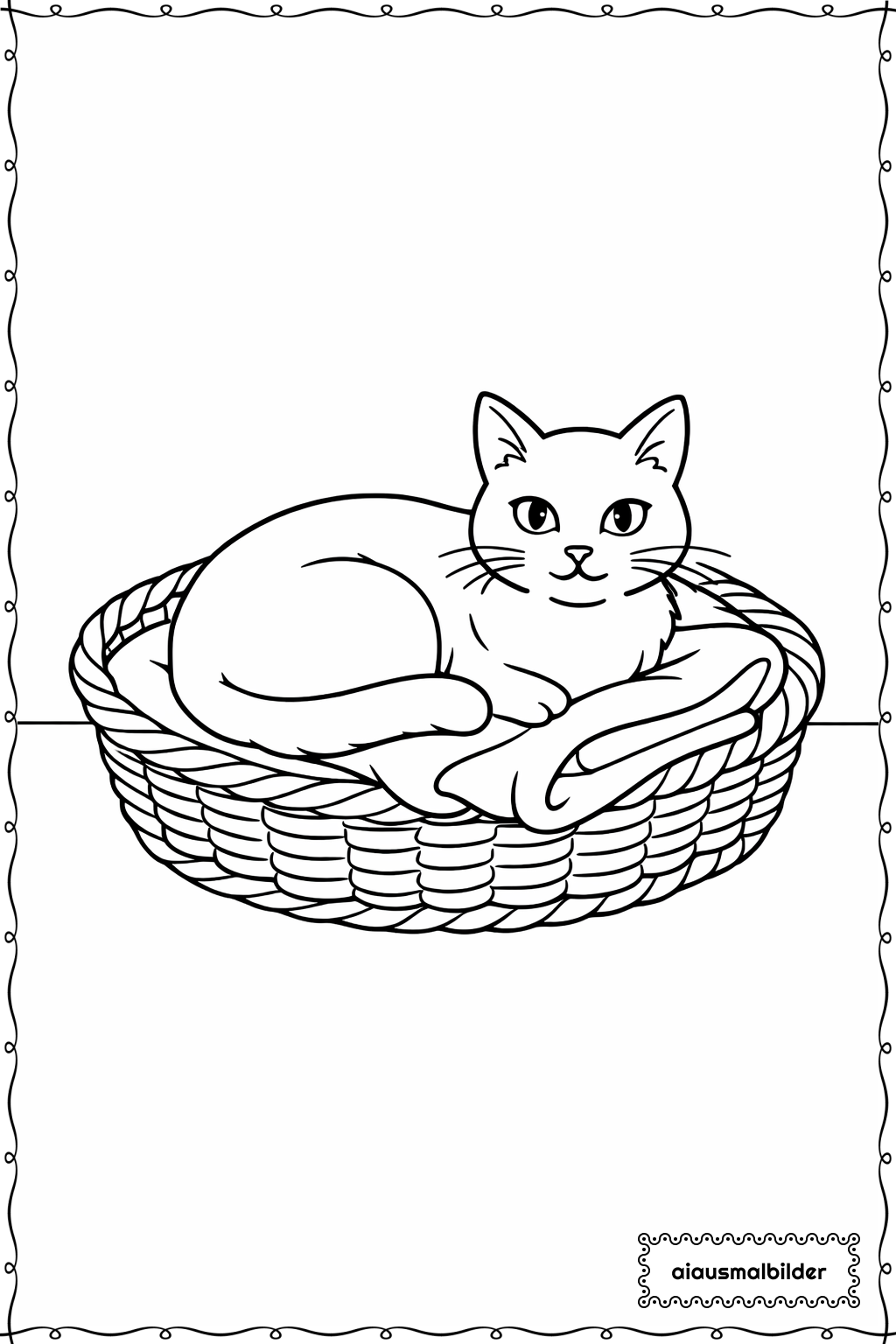 Katze im Korb mit Decke