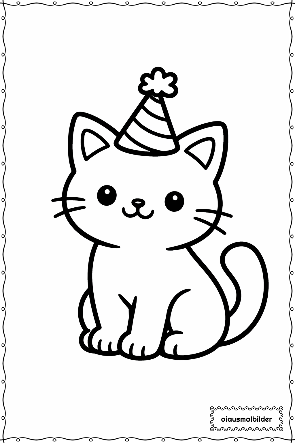  Katze mit Hut Ausmalseite 