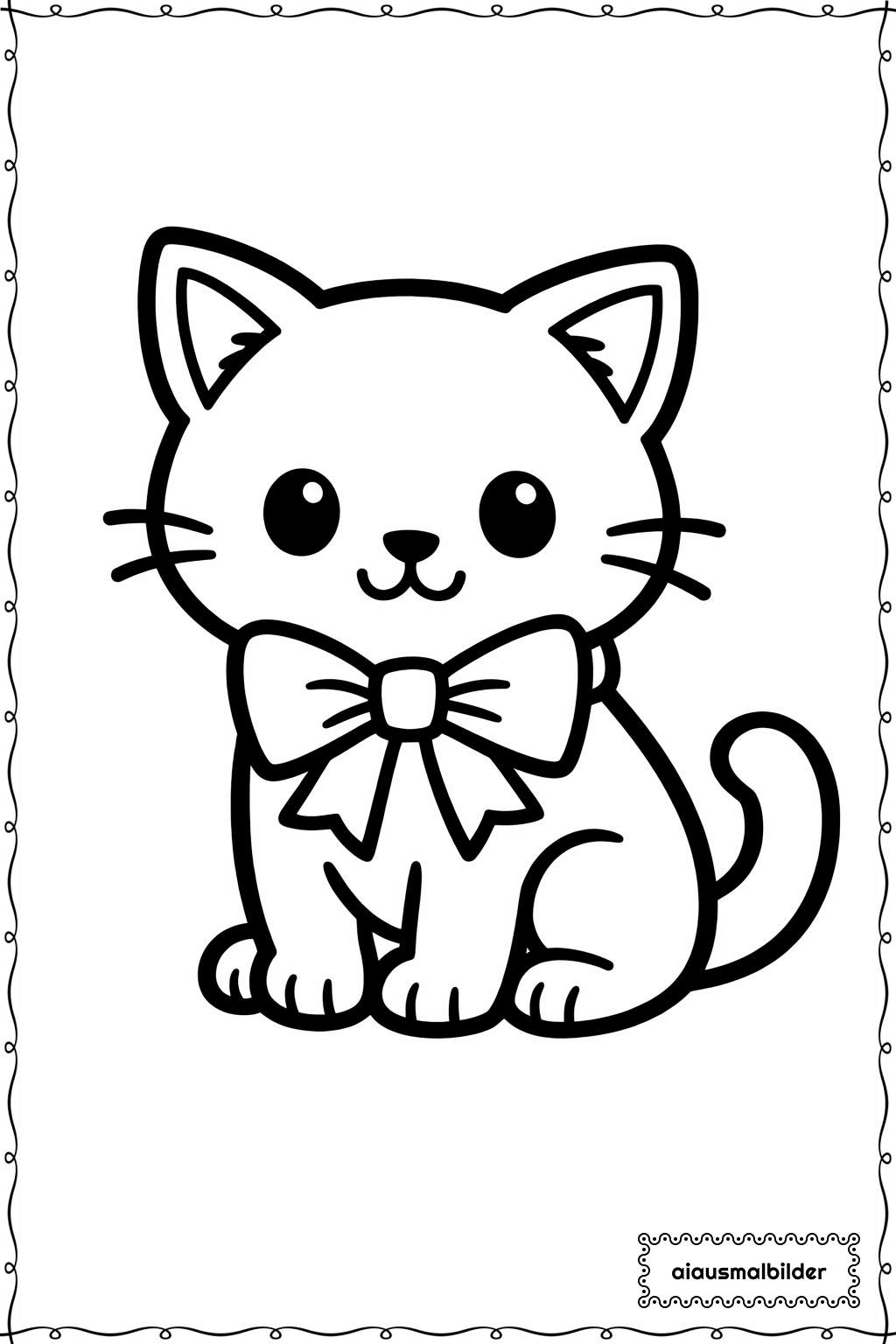  Katze mit Schleife Ausmalseite 
