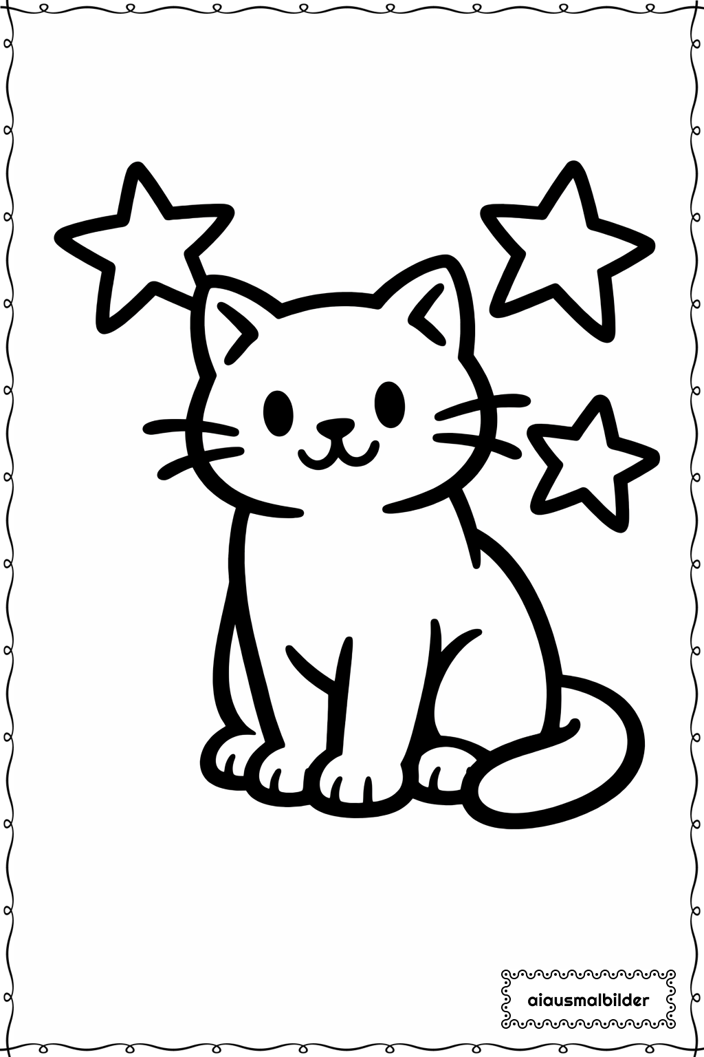  Katze mit Sternen Ausmalseite 