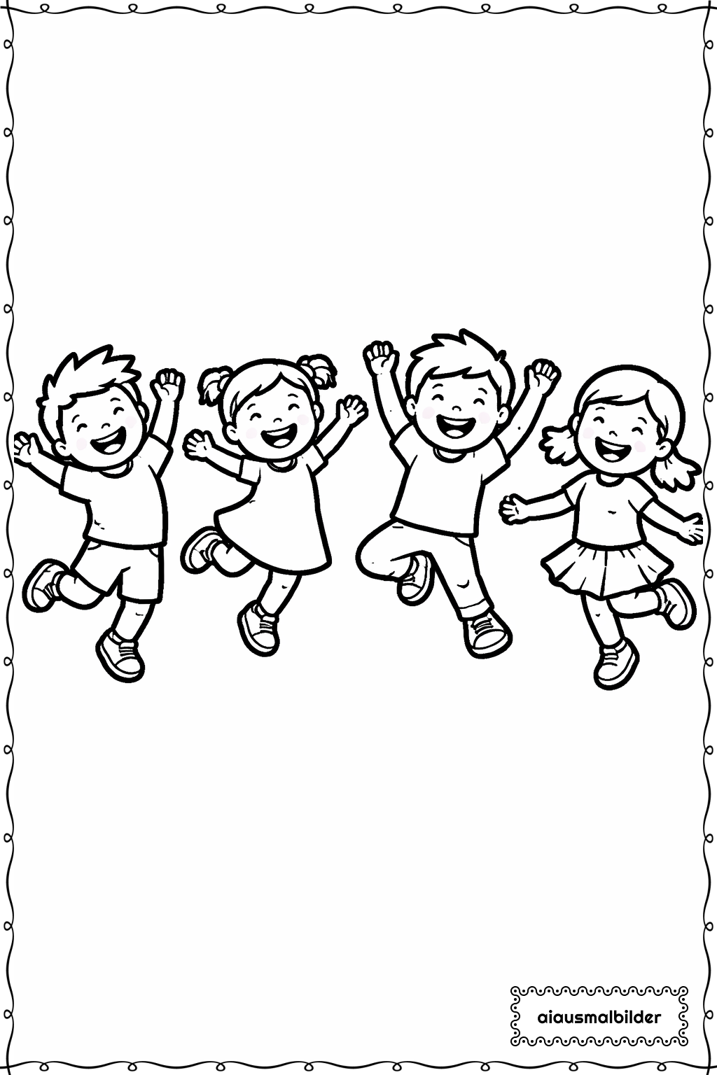  Kinder beim Tanzen Ausmalseite 