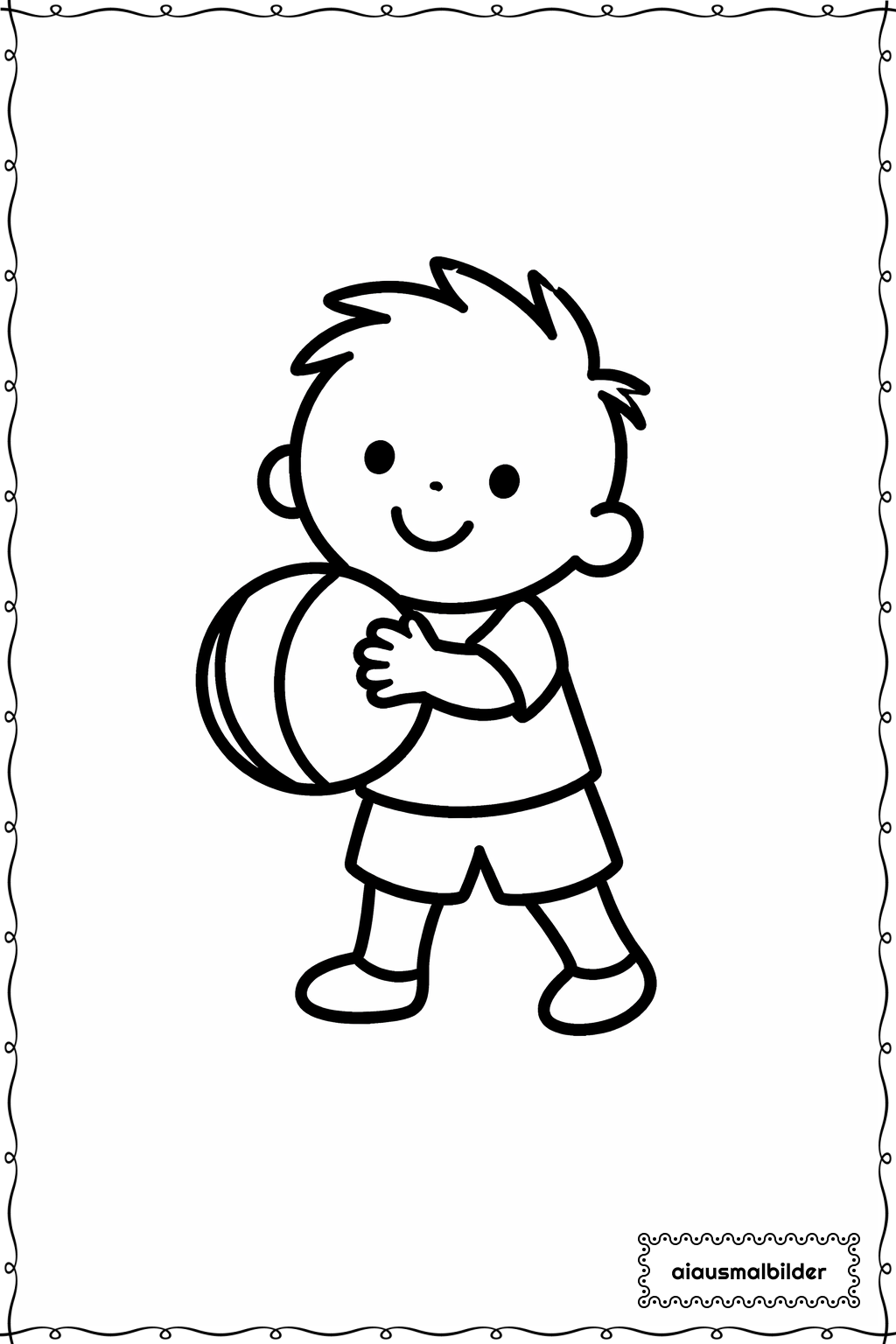  Kinder mit Ball Ausmalseite 