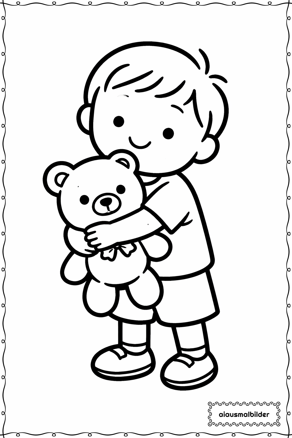  Kinder mit Teddybär Ausmalseite 