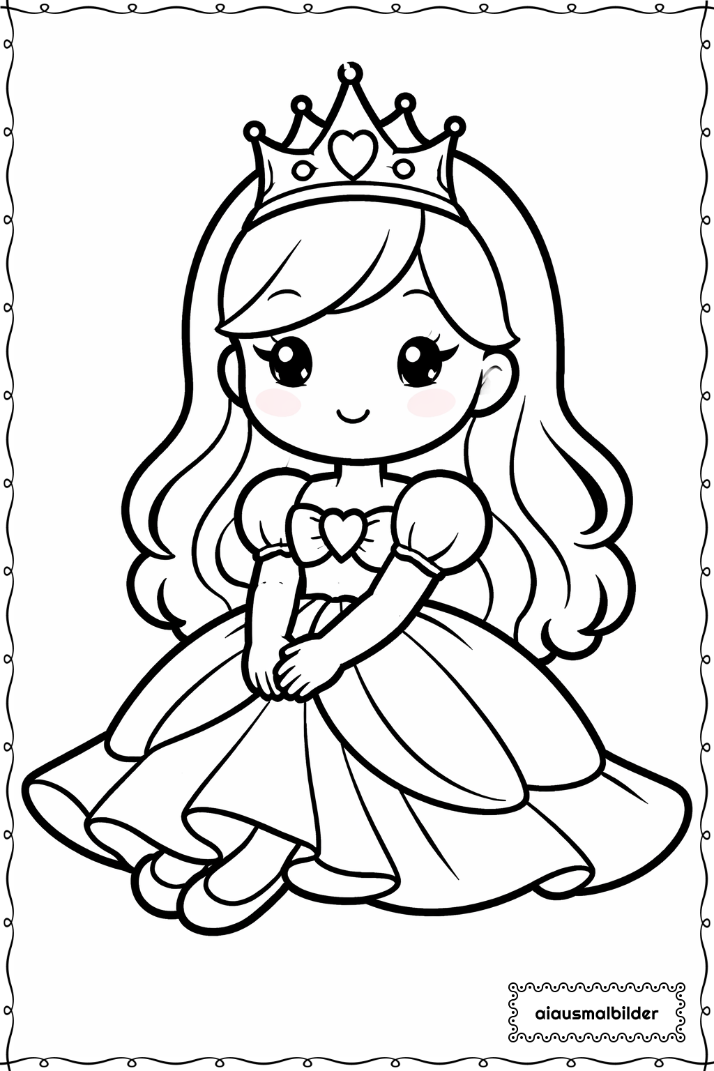  Kleine Prinzessin sitzt Ausmalseite 