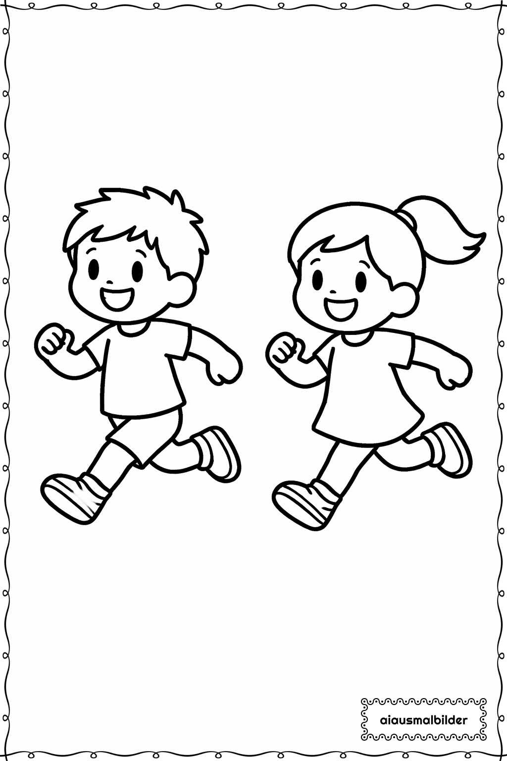  Laufende Kinder Ausmalseite 