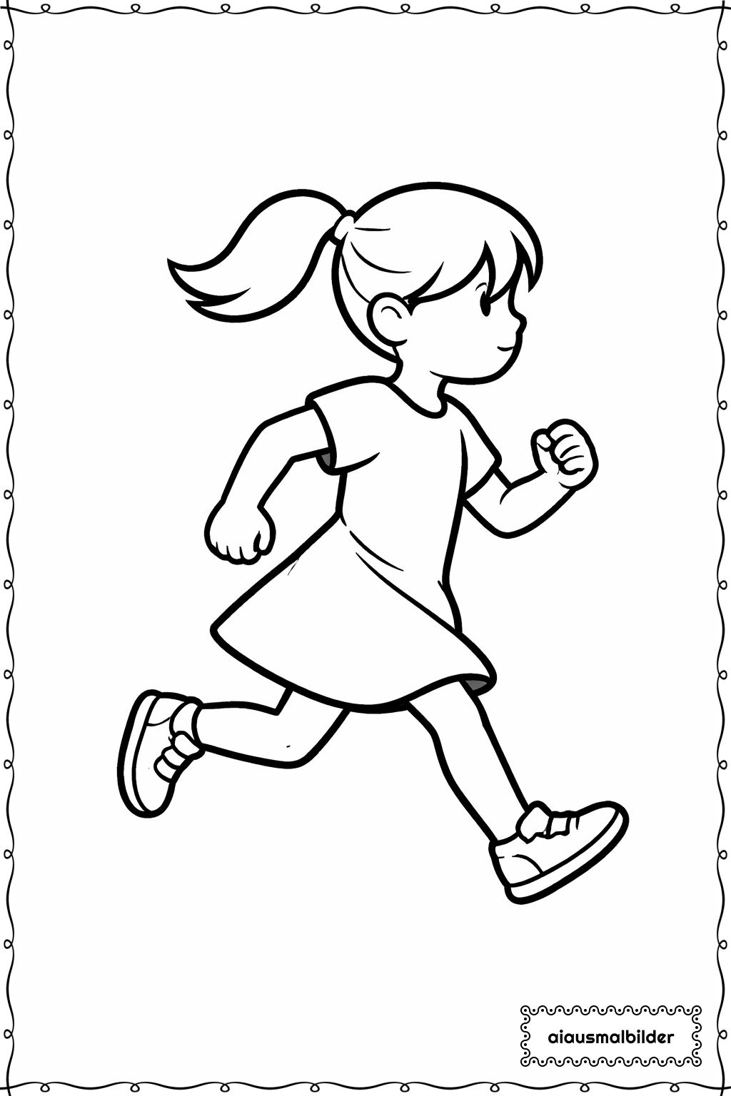 Mädchen beim Laufen Ausmalseite
