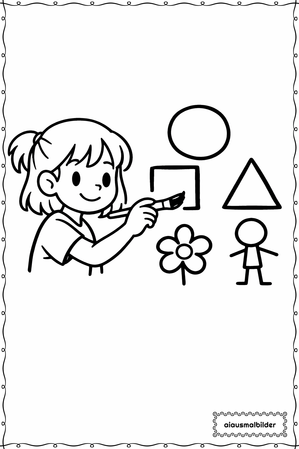 Mädchen beim Malen Ausmalseite
