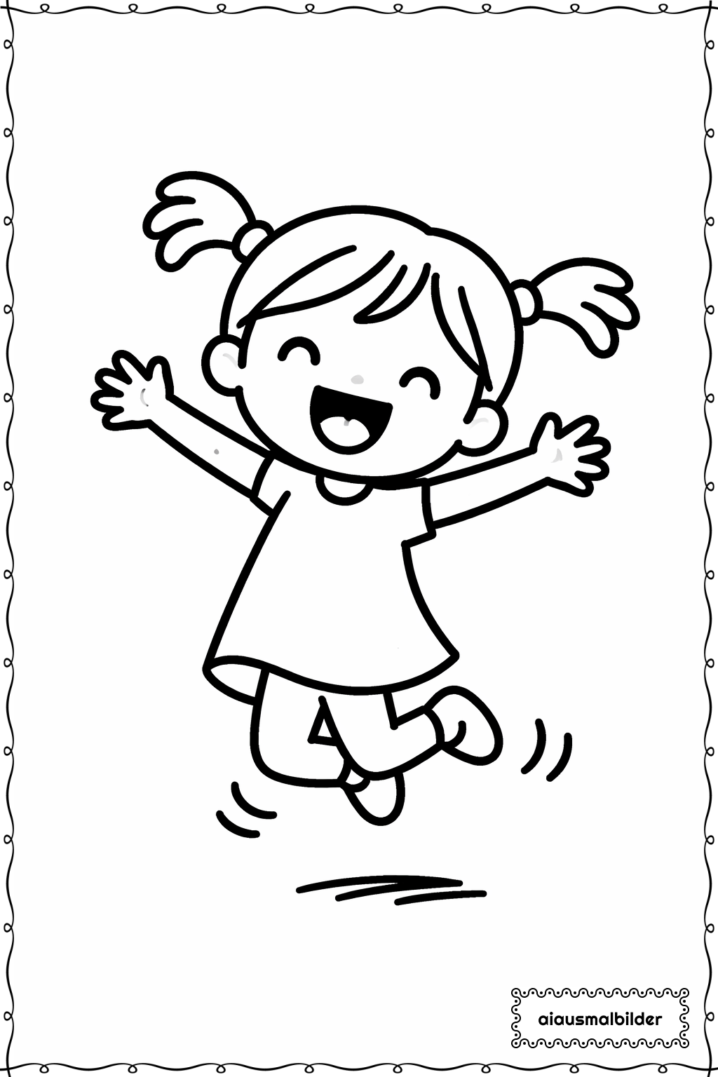 Mädchen beim Springen Ausmalseite