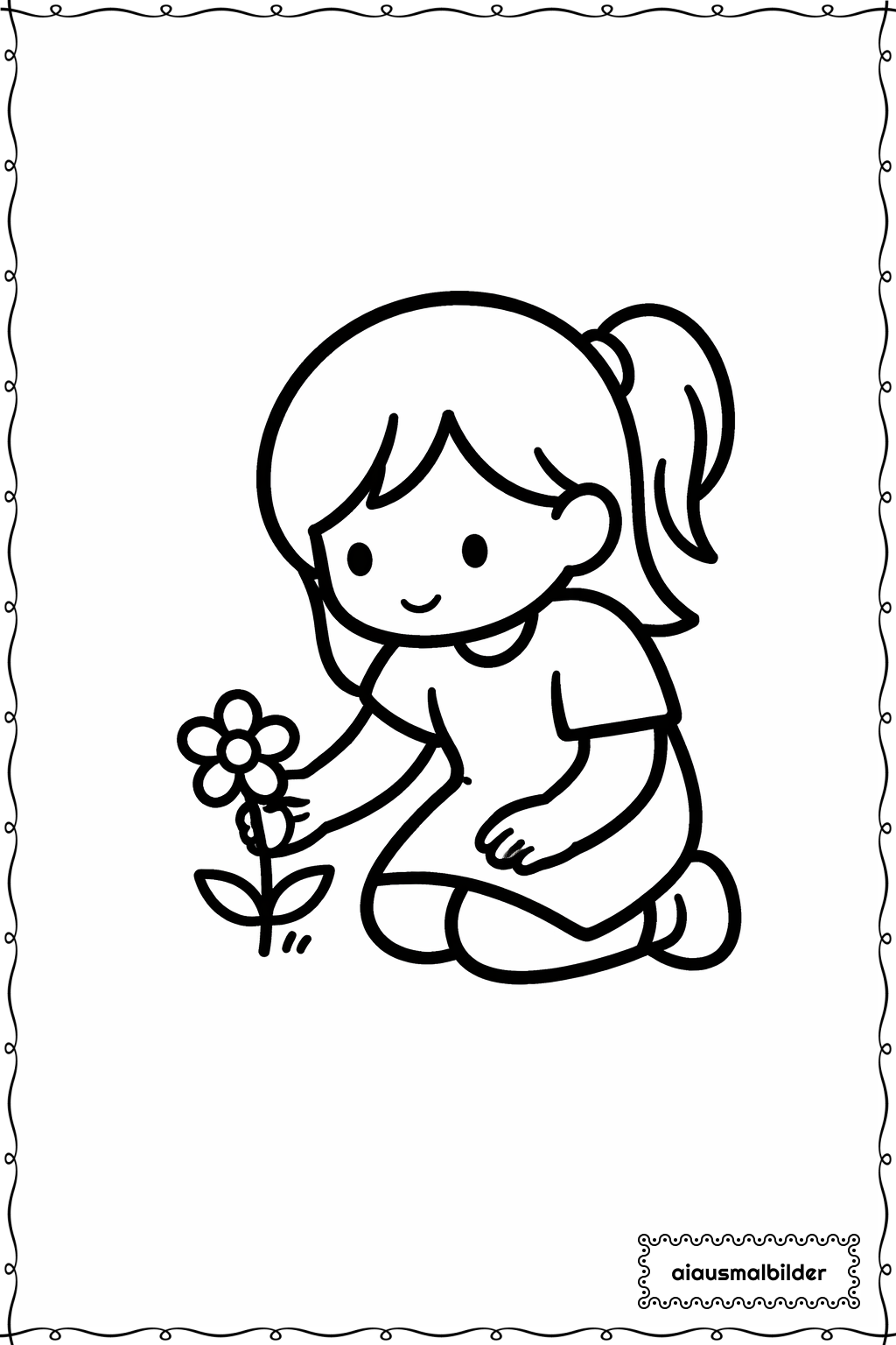 Mädchen im Garten Ausmalseite