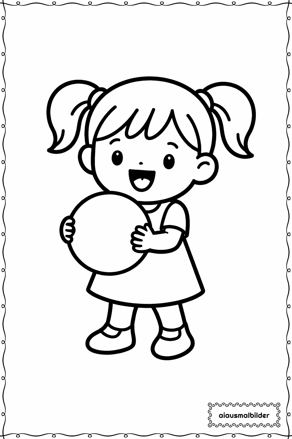 Mädchen mit Ball Ausmalseite