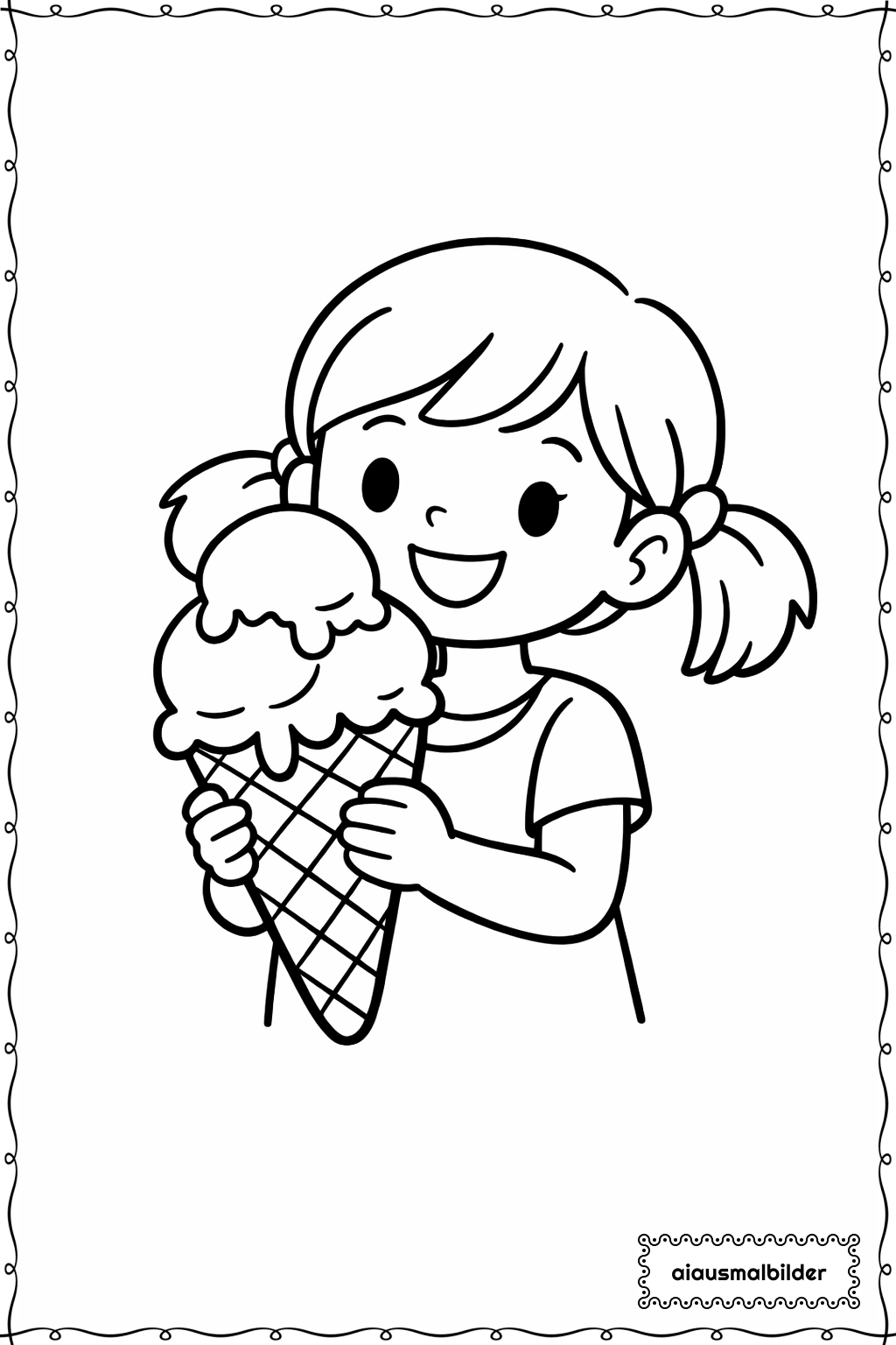 Mädchen mit Eis Ausmalseite