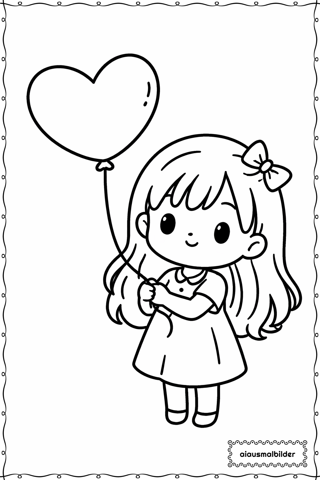  Maedchen mit Herzluftballon Ausmalseite 