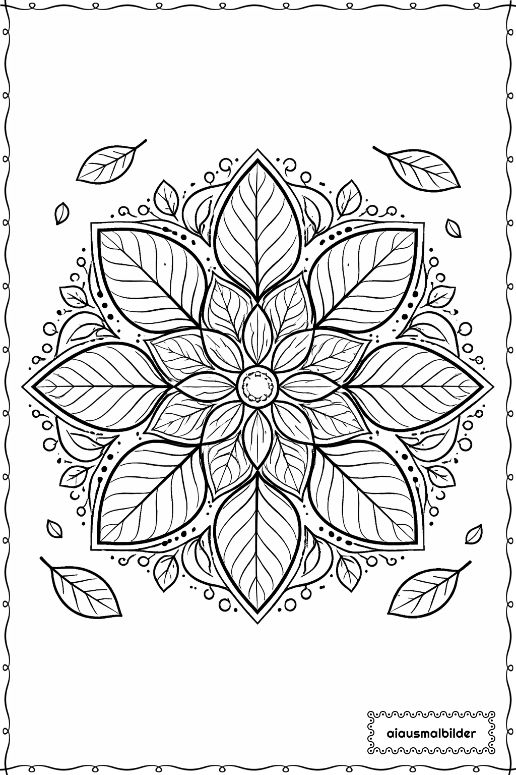  Mandala Blätter Ausmalseite 