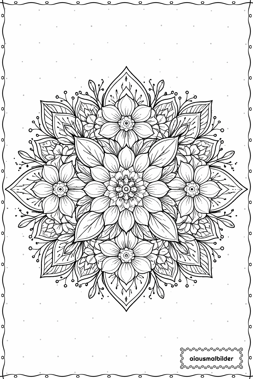  Mandala Blumenmuster Ausmalseite 