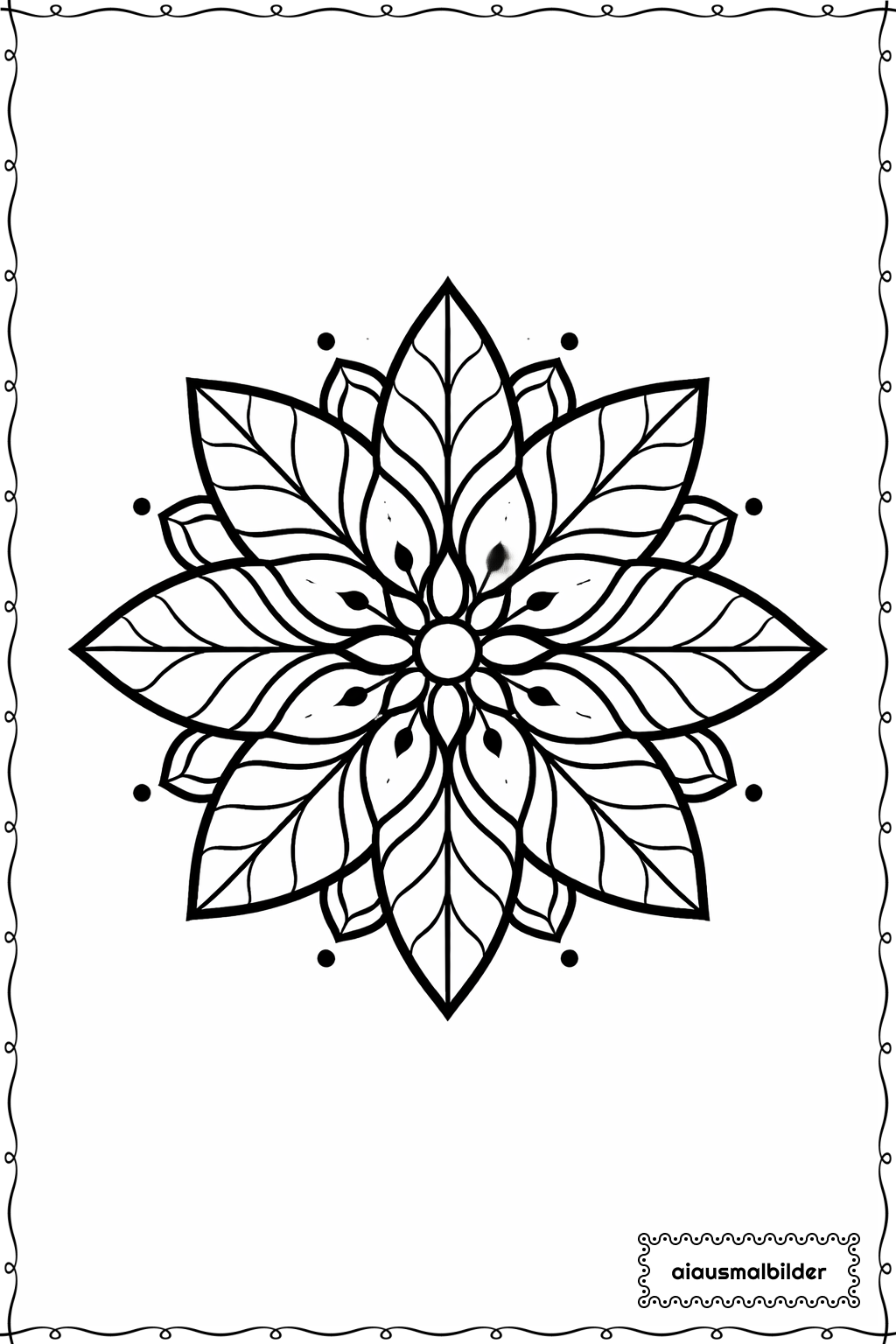  Mandala Dicke Blätter Ausmalseite 