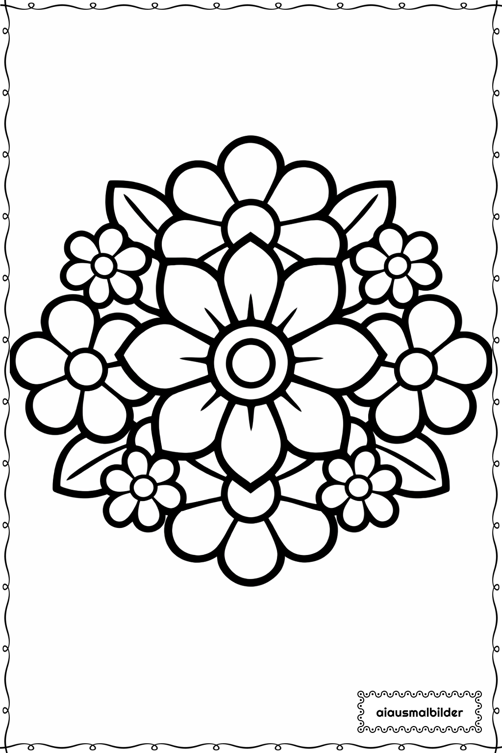  Mandala Dicke Blumen Ausmalseite 