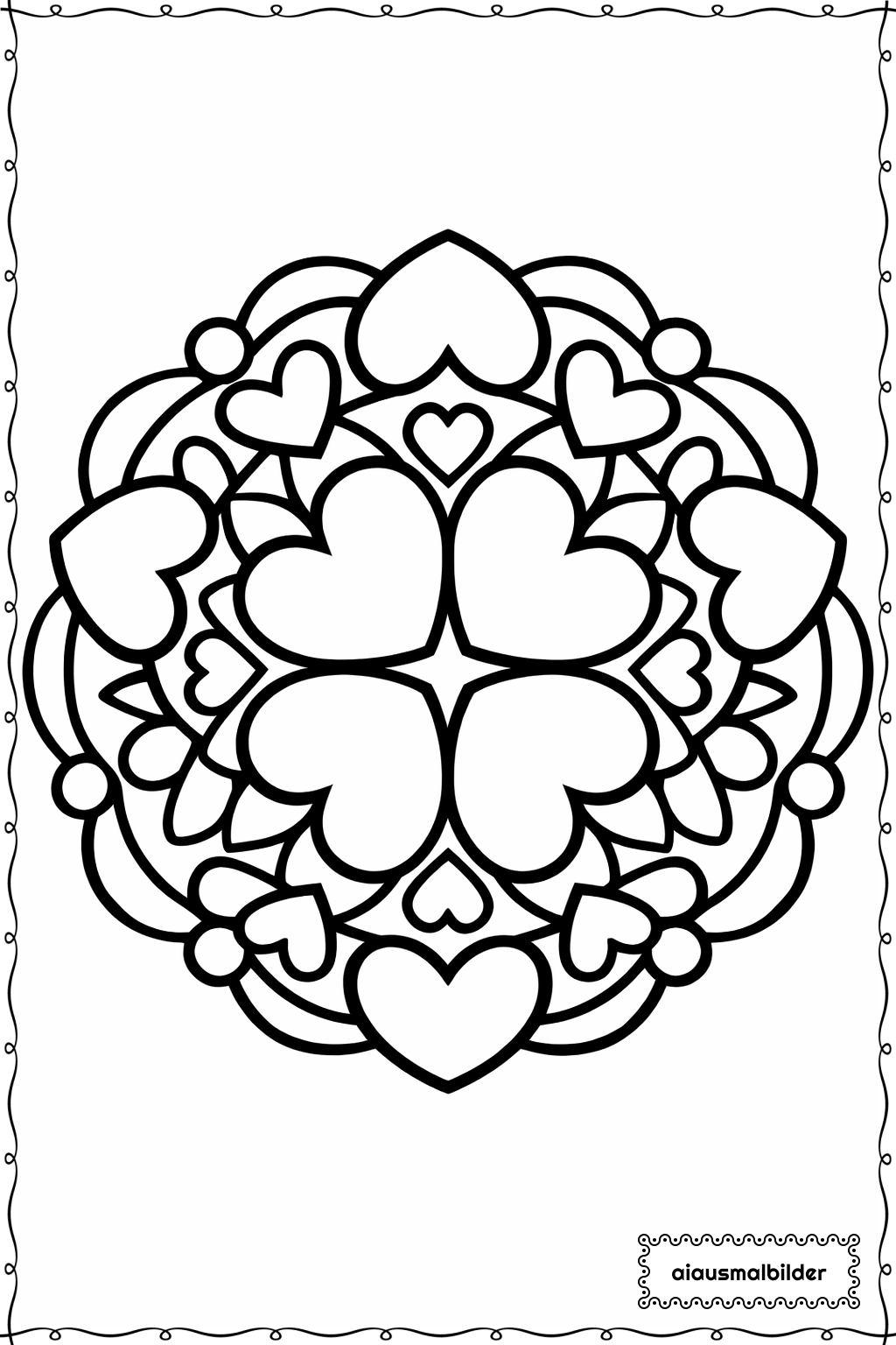  Mandala Dicke Herzen Ausmalseite 