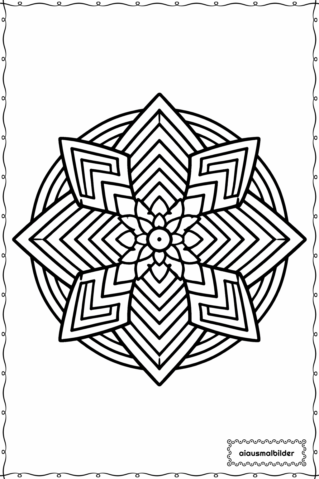  Mandala Dicke Pfeile Ausmalseite 