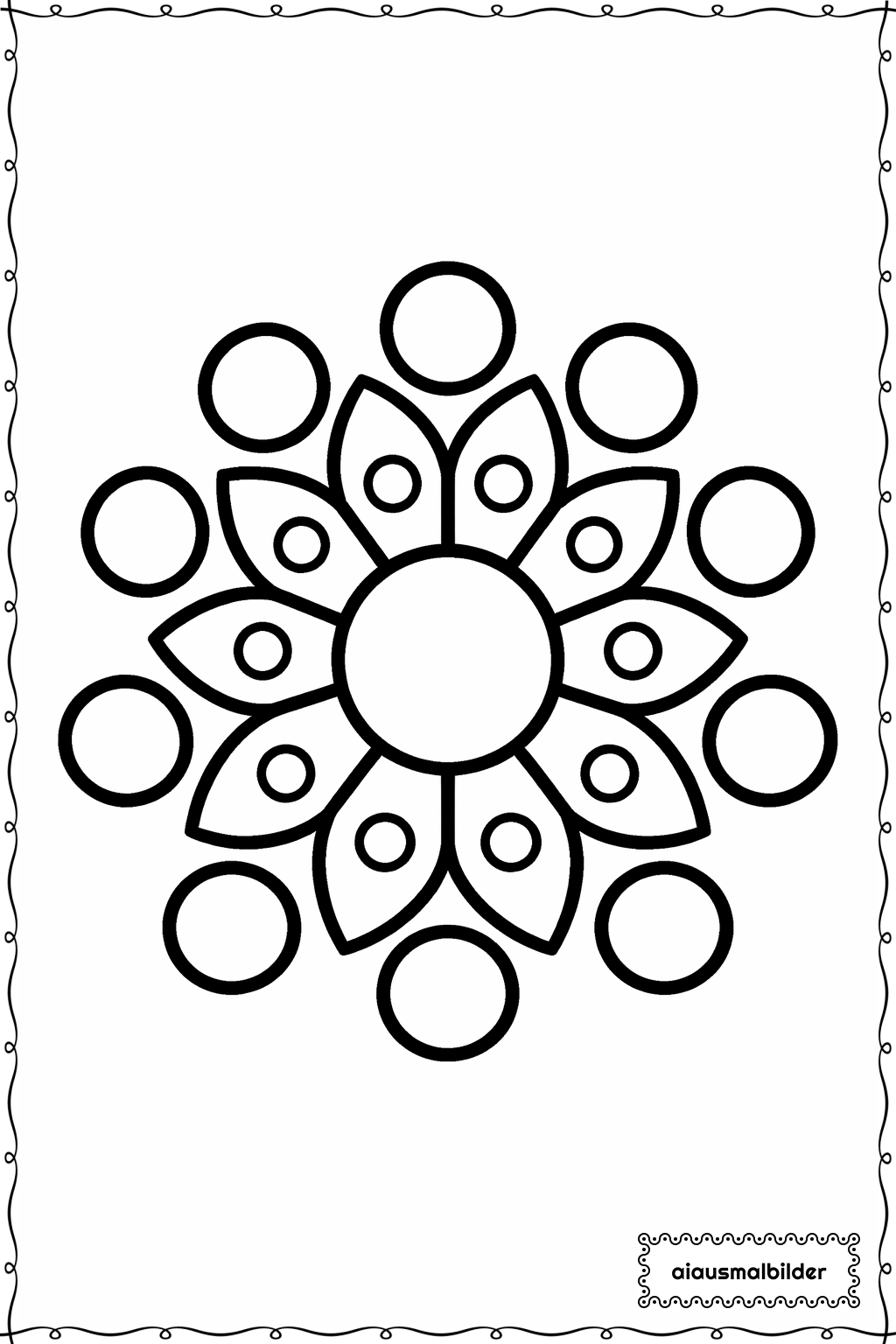 Mandala Dicke Punkte Ausmalseite