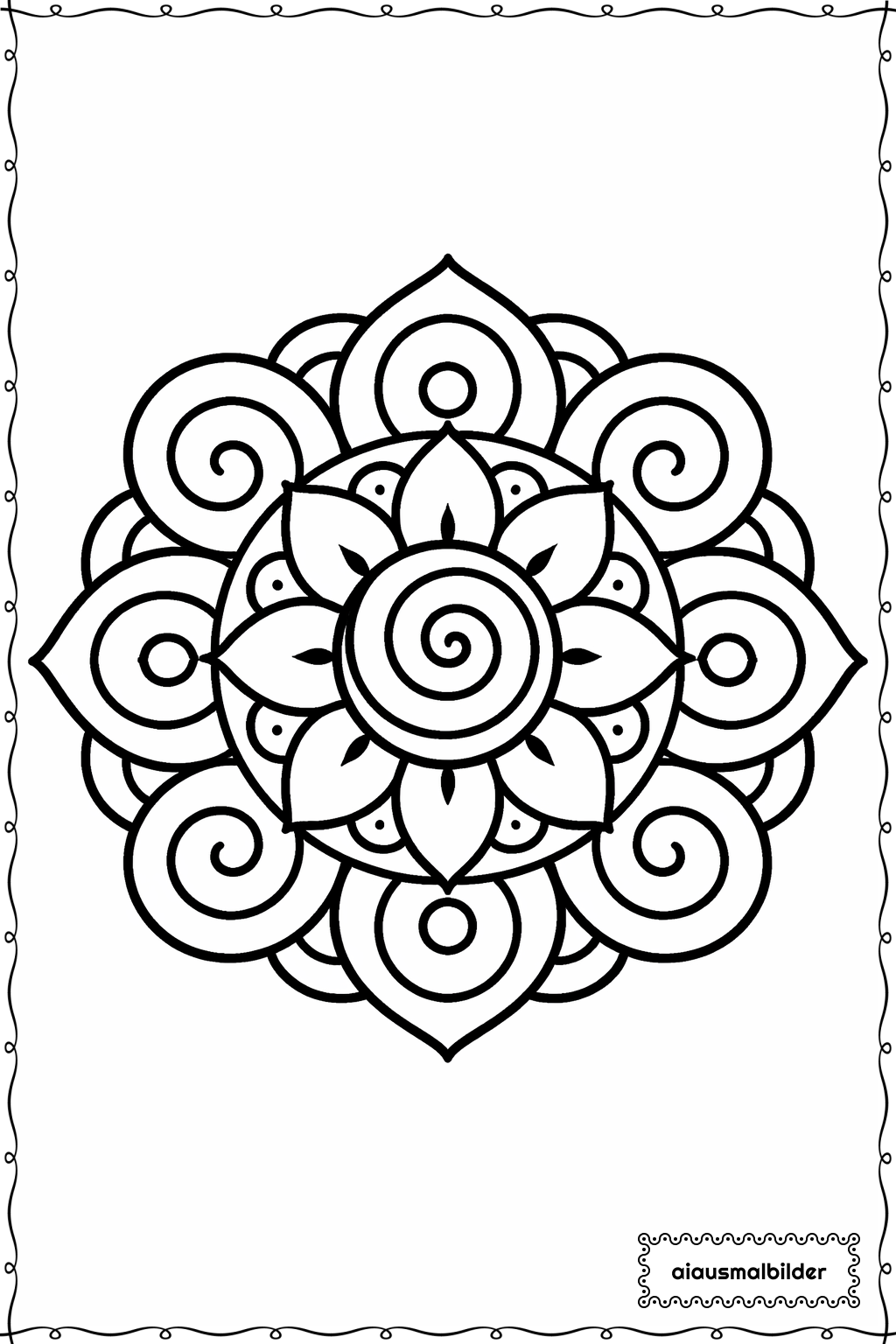  Mandala Dicke Spiralen Ausmalseite 