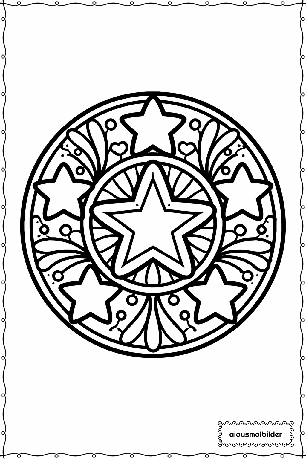  Mandala Dicke Sterne Ausmalseite 