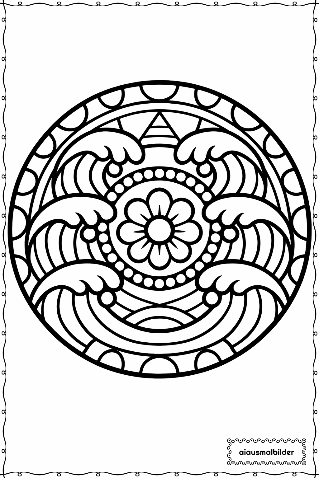  Mandala Dicke Wellen Ausmalseite 