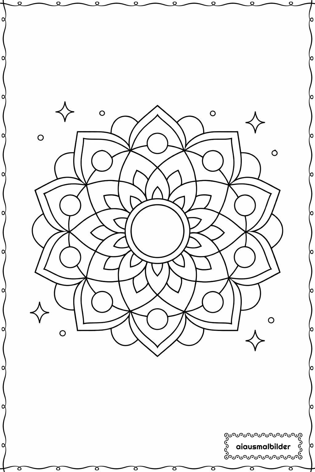  Mandala Einfache Kreise Ausmalseite 