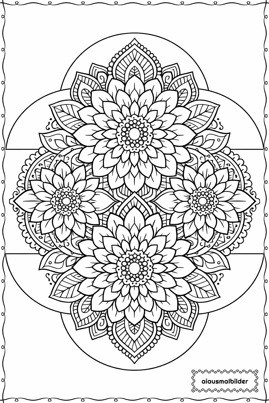  Mandala Große Blüten Ausmalseite 