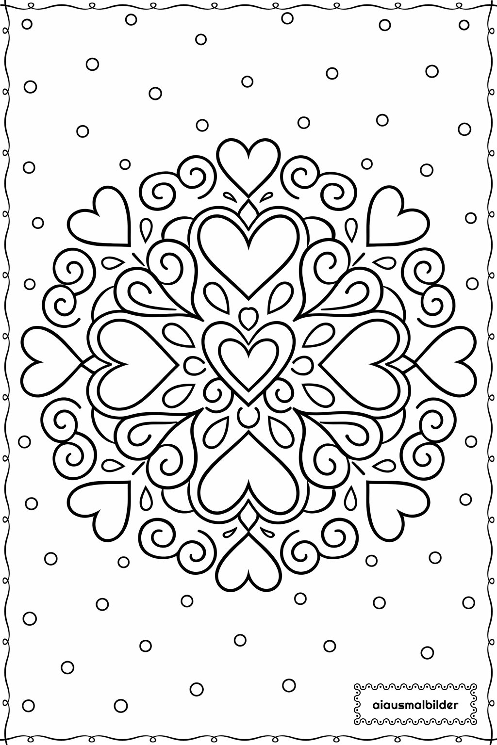 Mandala Herzen Ausmalseite