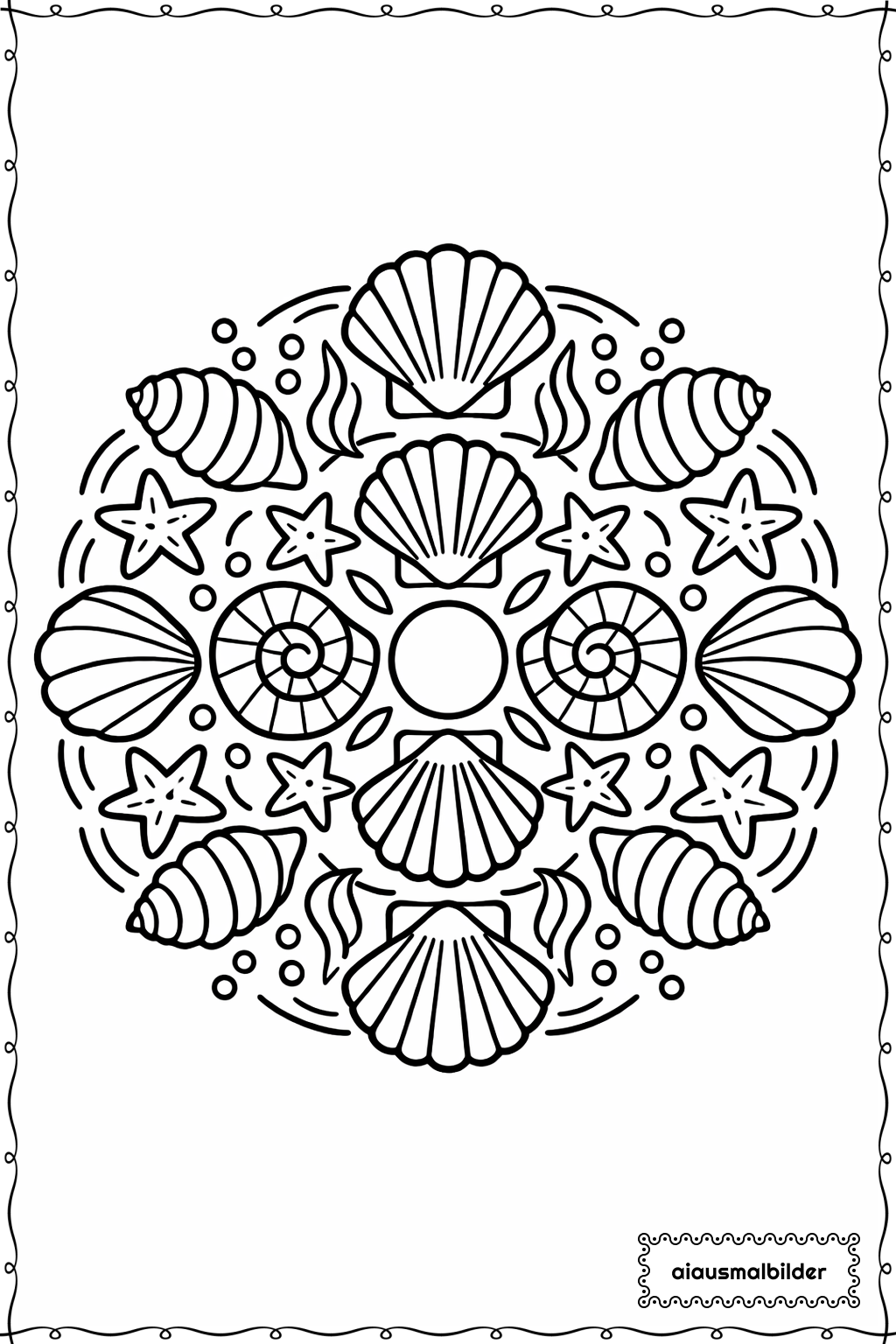  Mandala Muscheln Ausmalseite 