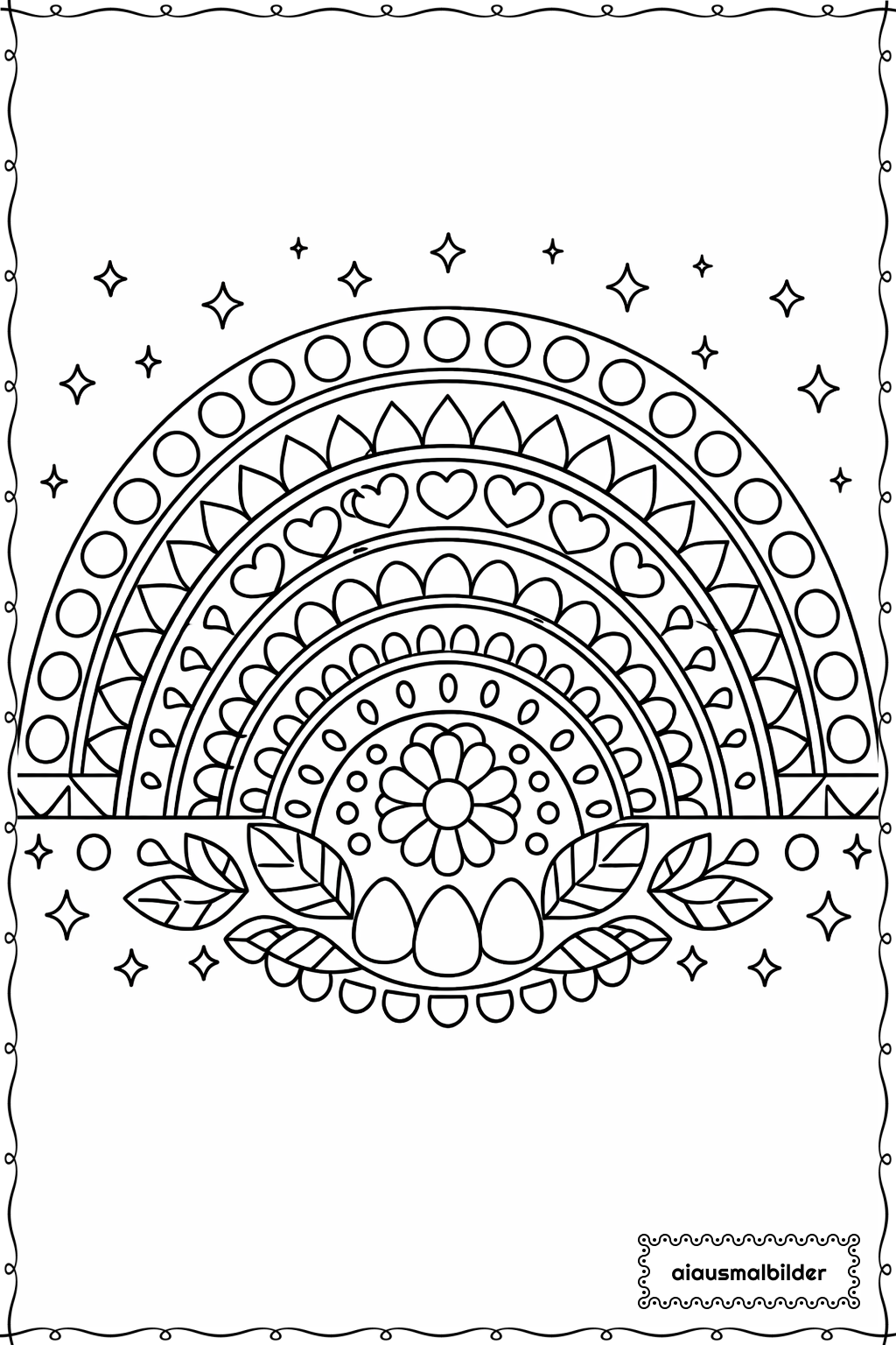 Mandala Regenbogen Ausmalseite 