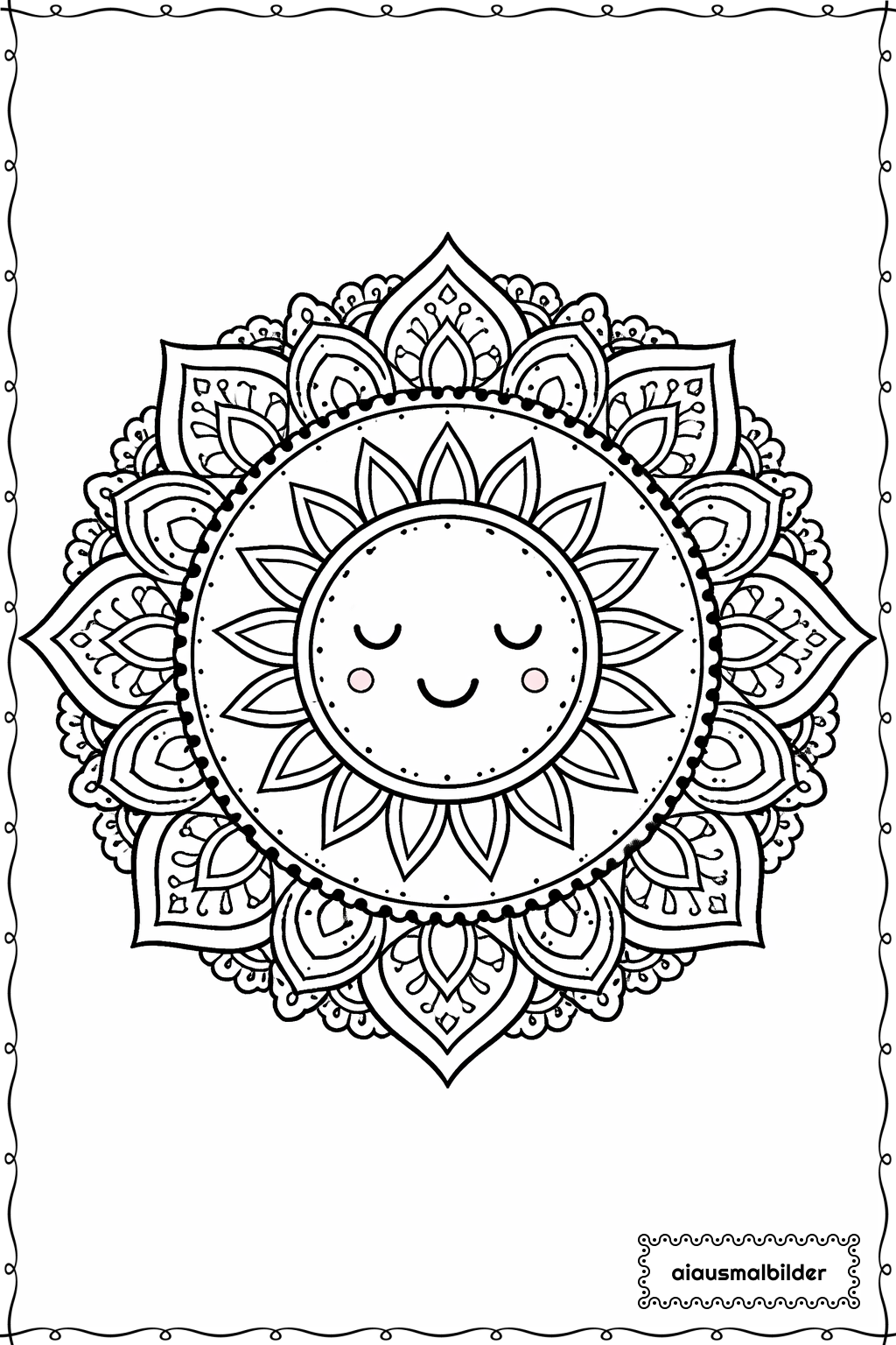  Mandala Sonne Ausmalseite 