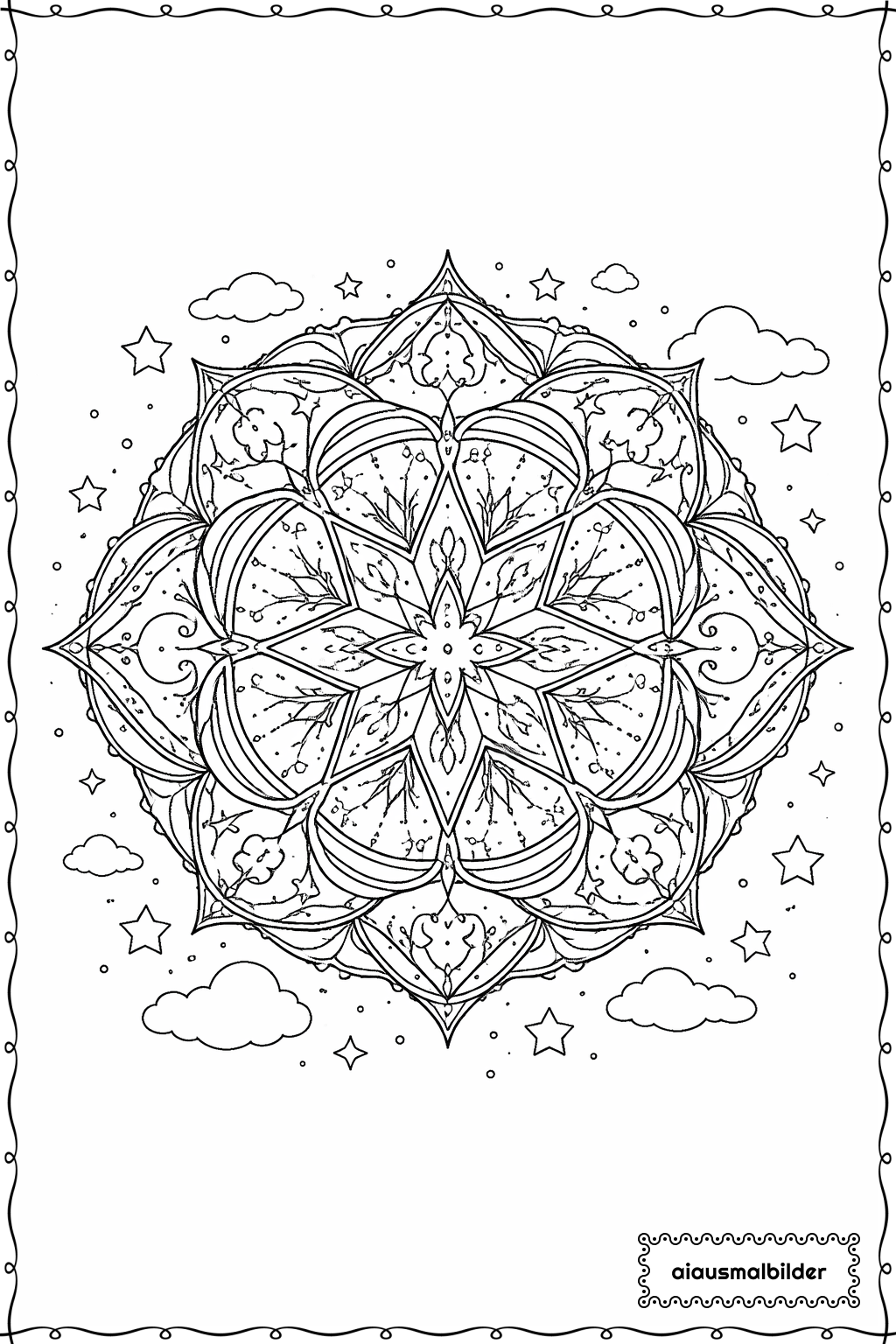  Mandala Sterne Ausmalseite 