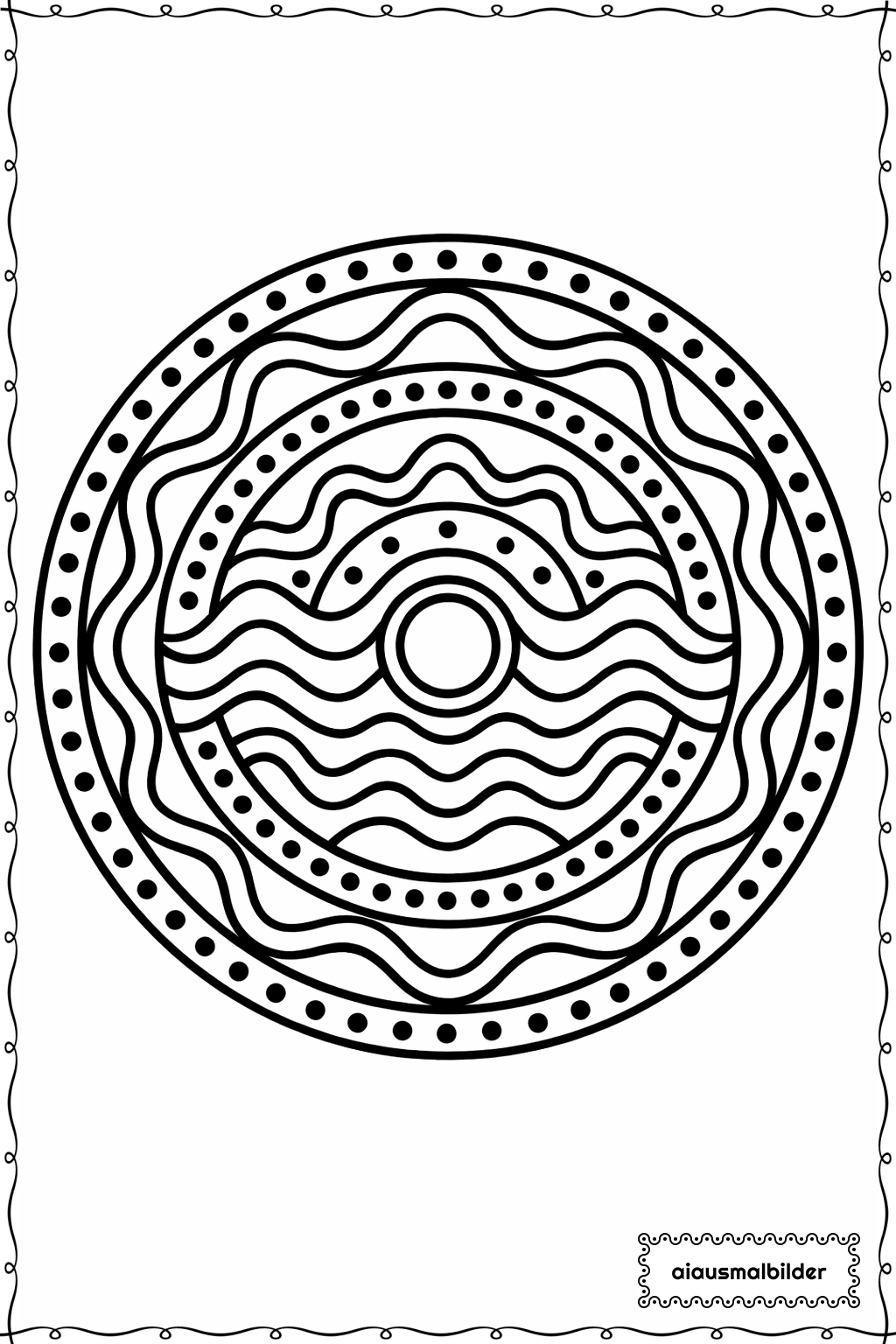  Mandala Wellen Ausmalseite 