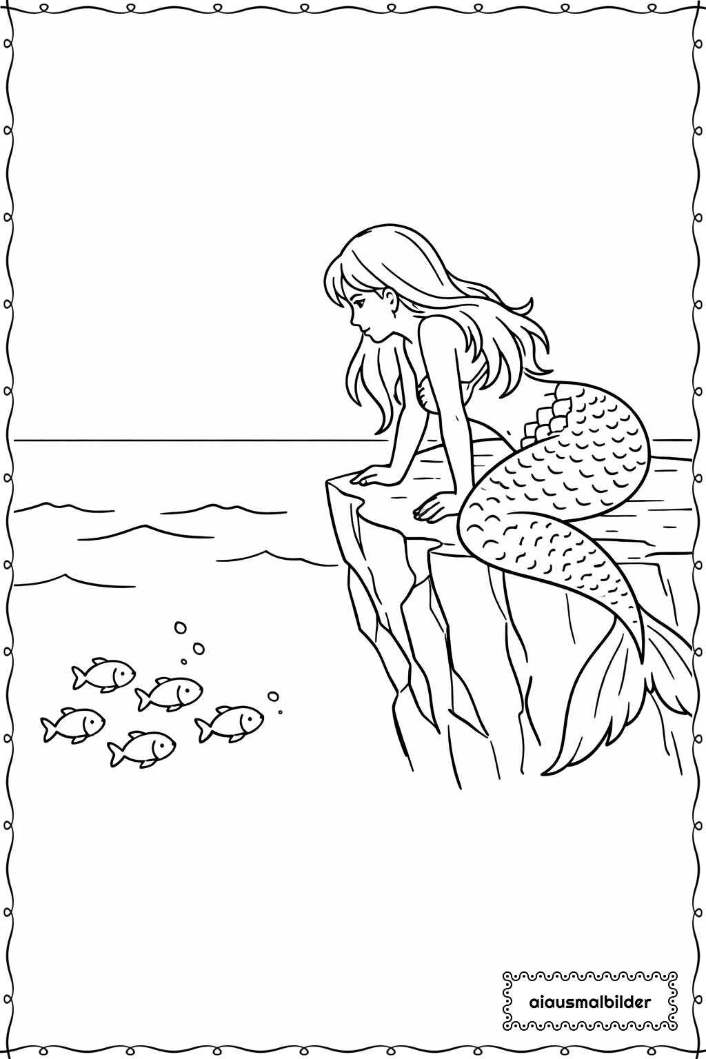  Meerjungfrau Auf Klippe Ausmalseite 