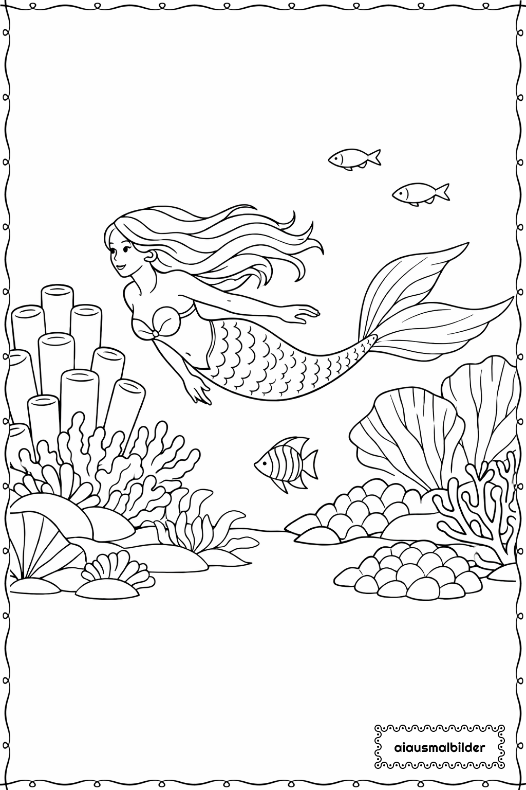  Meerjungfrau Im Korallengarten Ausmalseite 