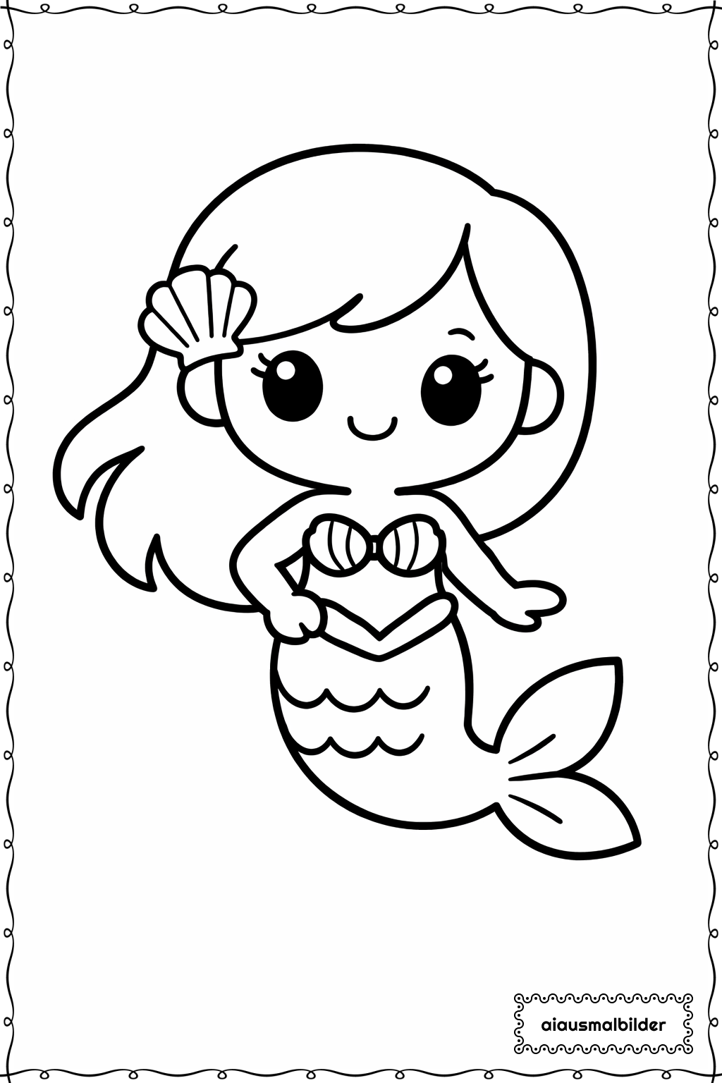 Meerjungfrau Mit Großen Augen Ausmalseite 
