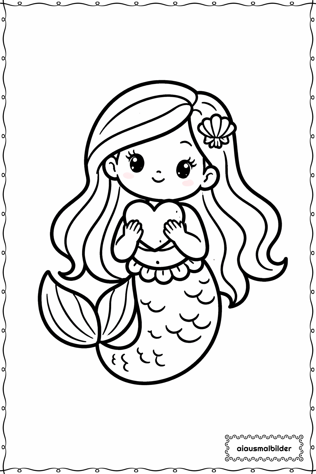  Meerjungfrau Mit Herz Ausmalseite 