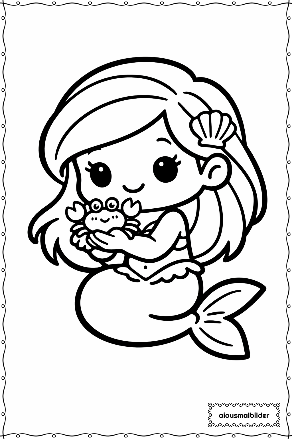  Meerjungfrau Mit Krabbe Ausmalseite 