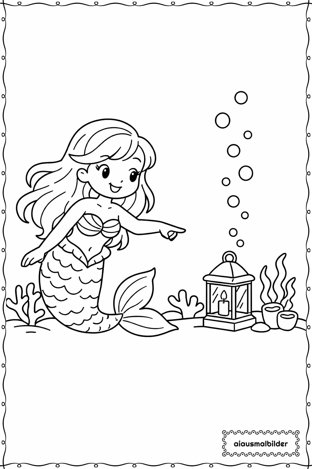 Meerjungfrau Mit Laterne Ausmalseite 
