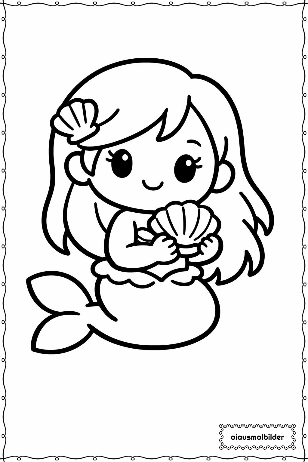 Meerjungfrau Mit Muschel Ausmalseite 