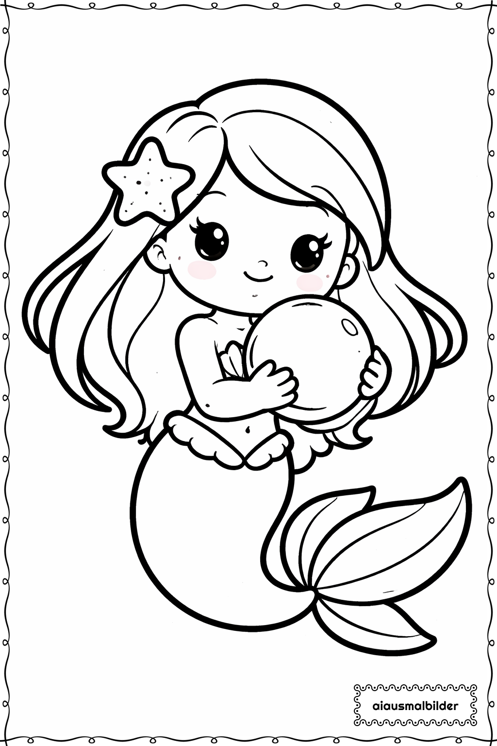  Meerjungfrau Mit Perle Ausmalseite 
