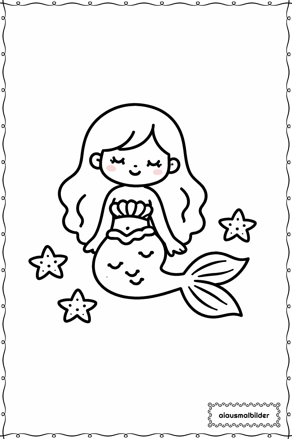 Meerjungfrau Mit Seesternen Ausmalseite 