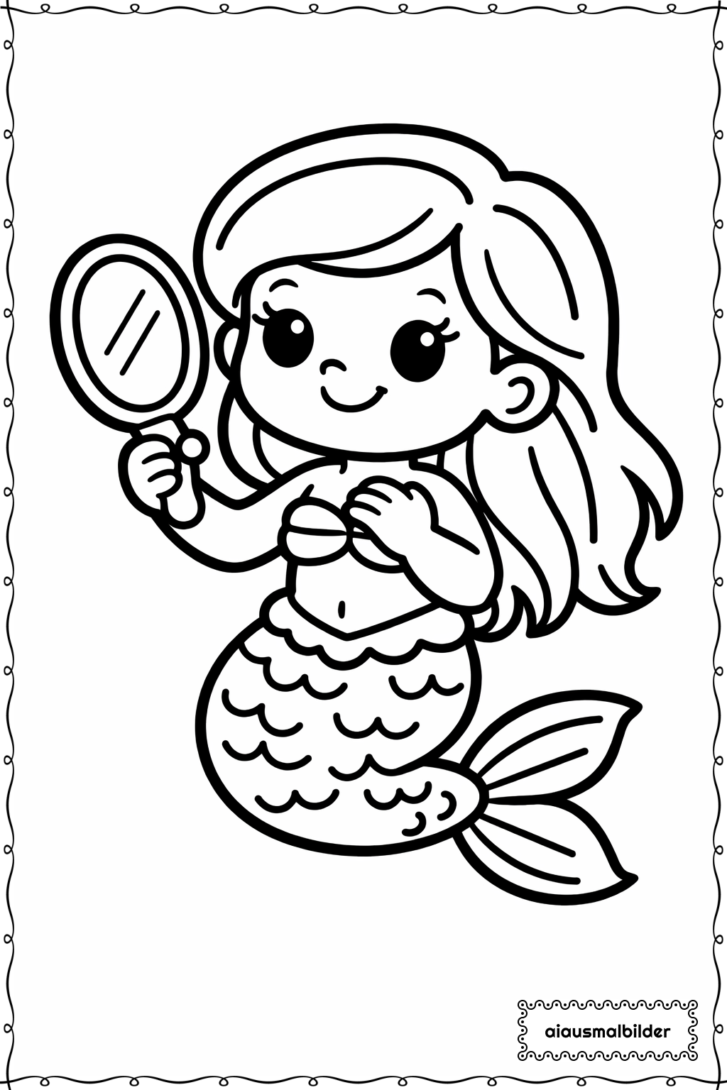  Meerjungfrau Mit Spiegel Ausmalseite 