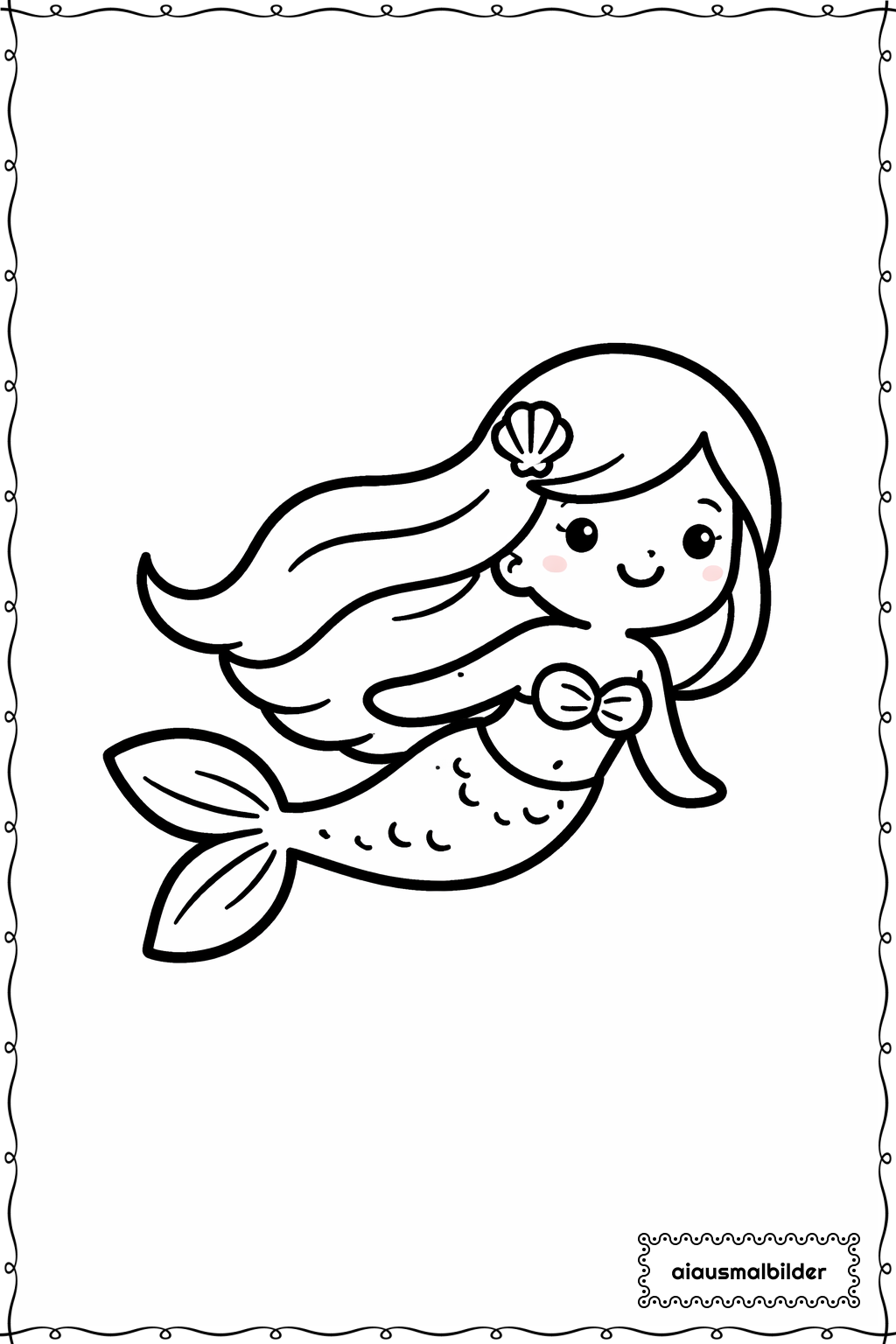  Meerjungfrau Schwimmt Rechts Ausmalseite 