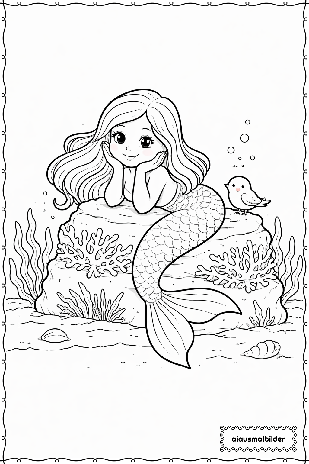 Meerjungfrau Und Vogel