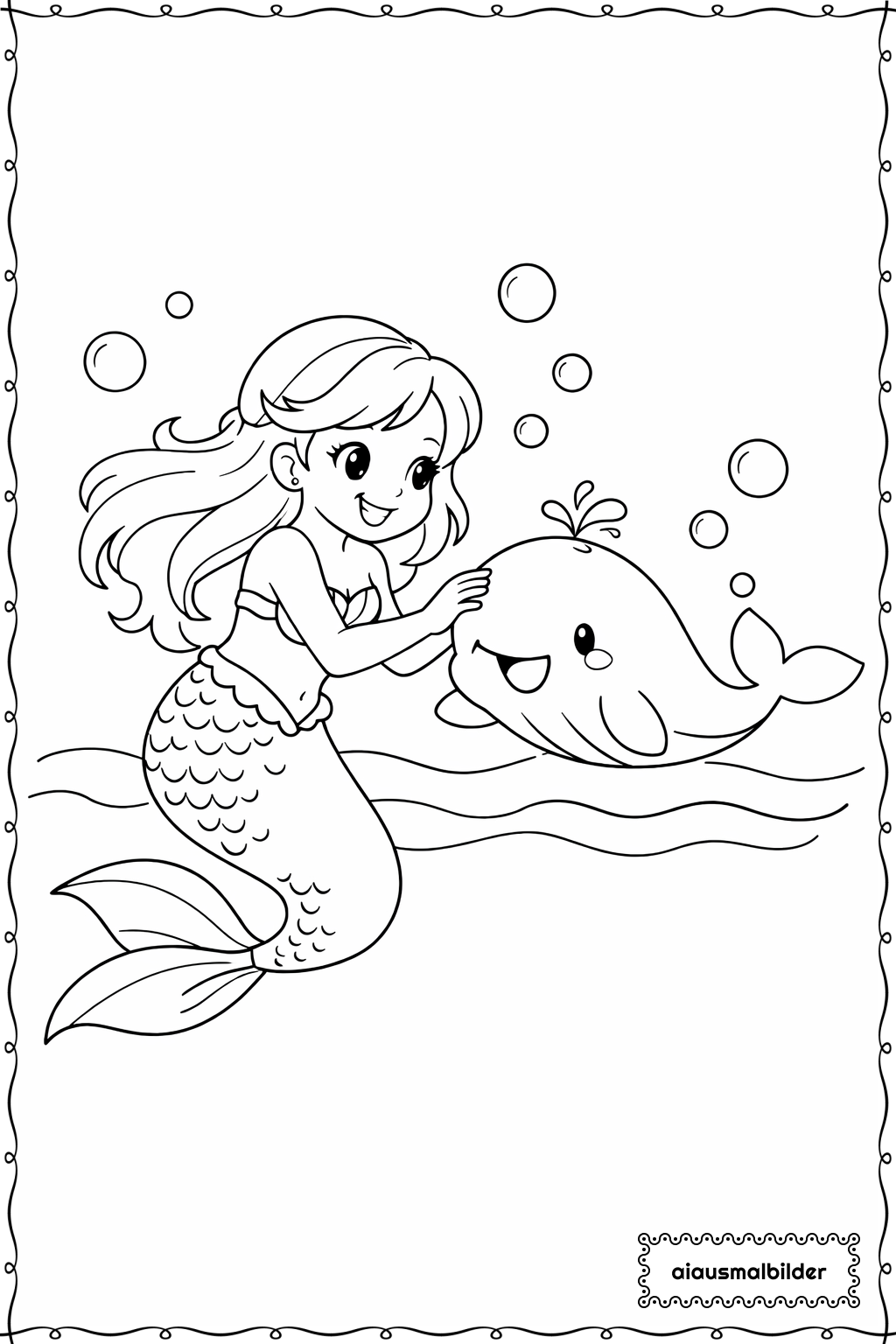  Meerjungfrau Und Wal Ausmalseite 