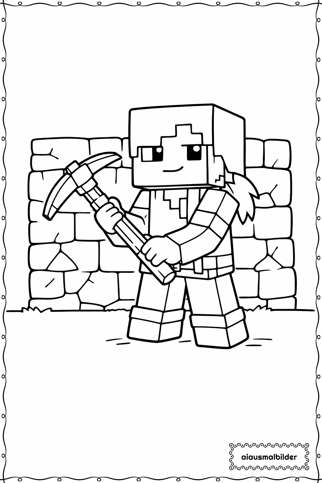  Minecraft Alex Minenarbeit Ausmalseite 