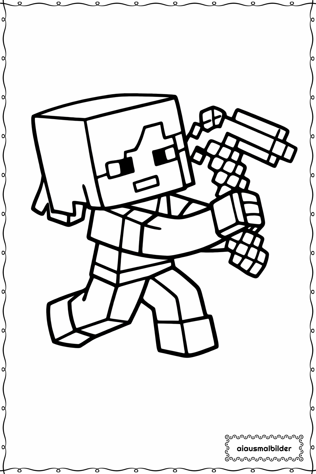  Minecraft Alex Mit Spitzhacke Ausmalseite 
