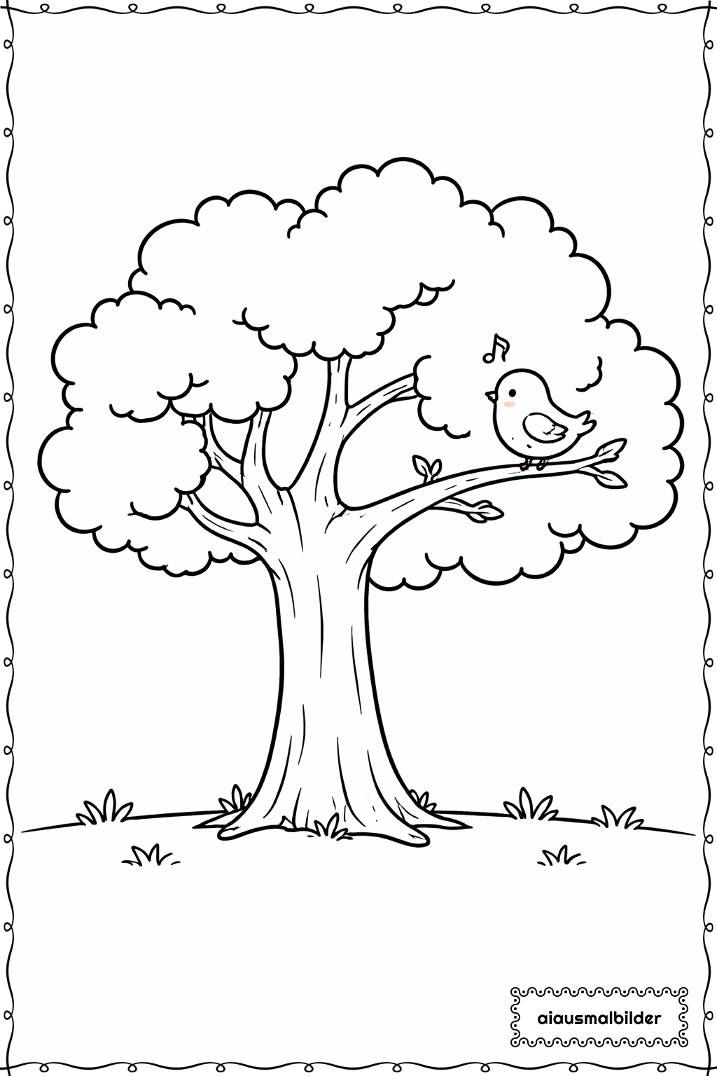  Minecraft Baum Mit Vogel Ausmalseite 